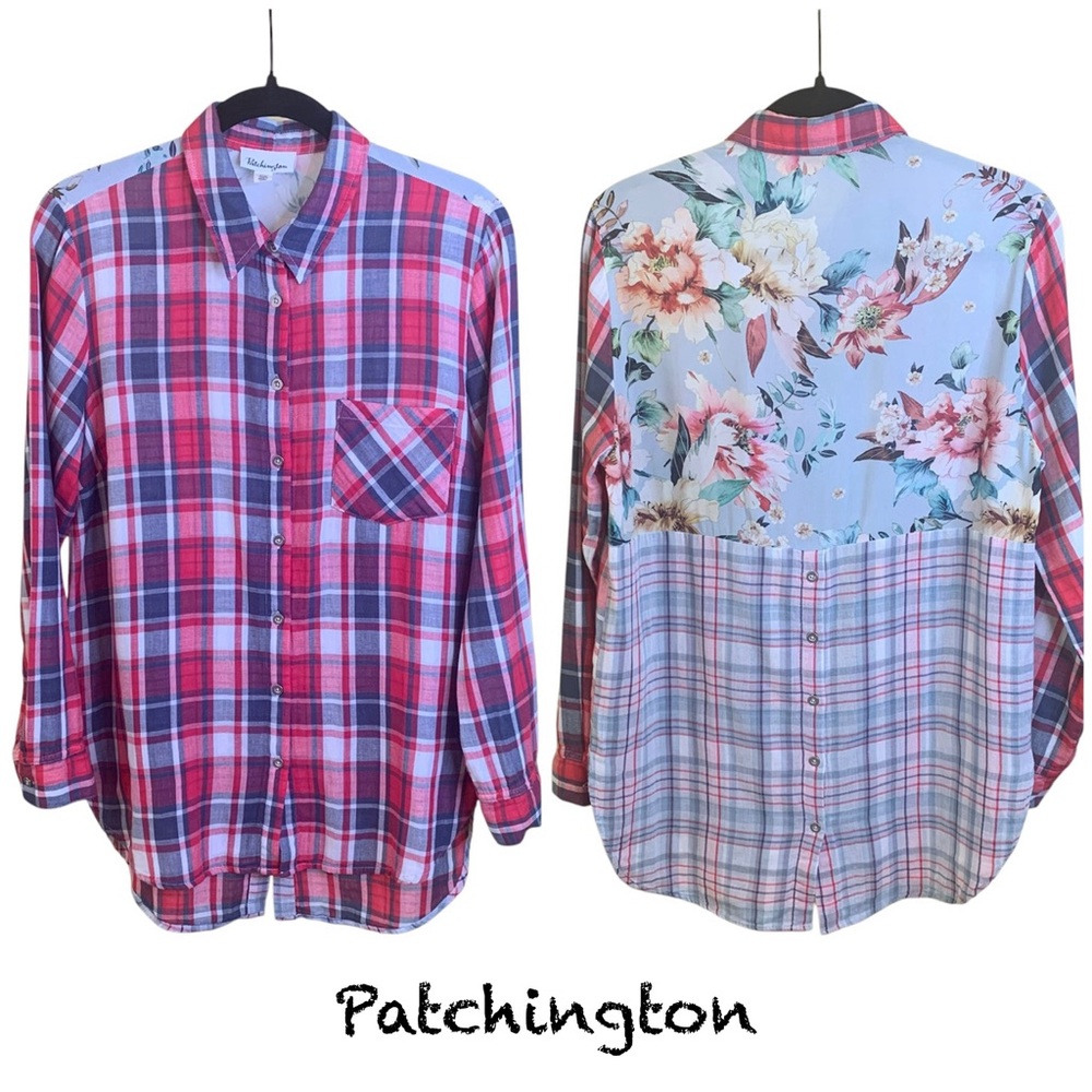 Patchington Mixed Pattern Button Down Shirt In Pl… - image 1